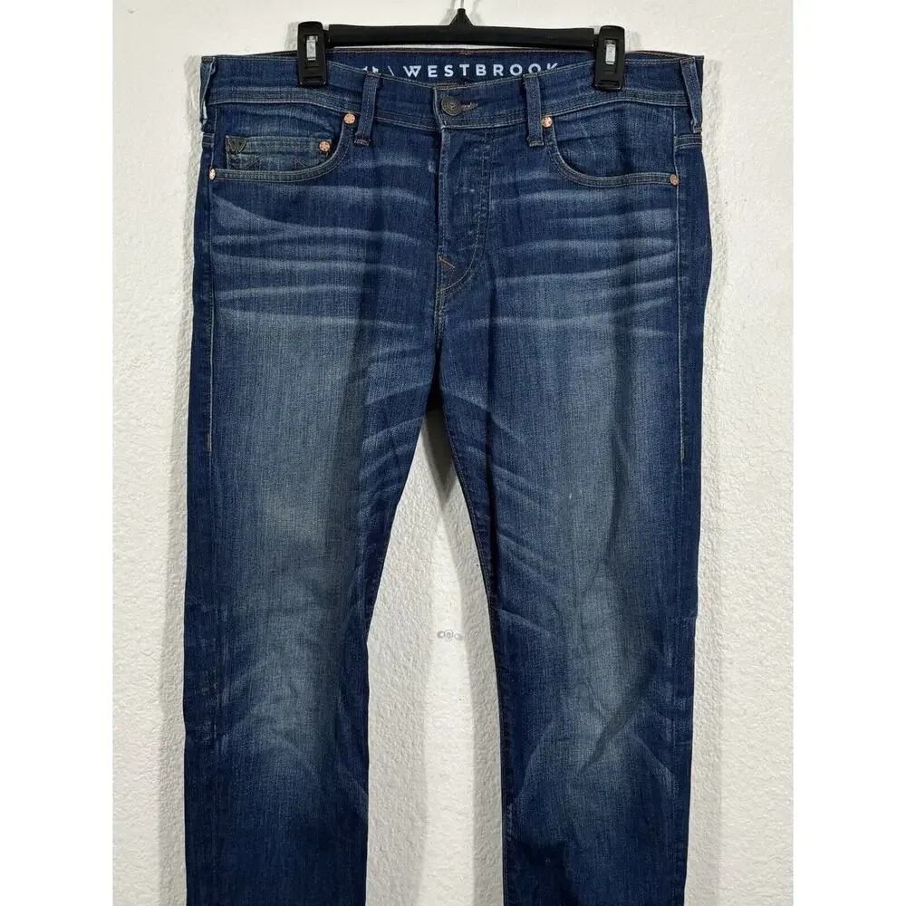 TRUE RELIGION WESTBROOK ROCCO Relaxed Skinny Leg Blue Jeans 34 X 32